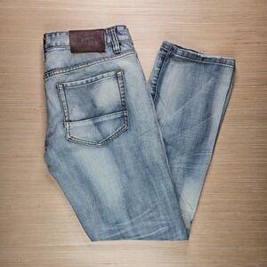 Kilogram Mens Distressed Light Wash Denim Jeans 34x32 Straight Leg Ripped Y2K